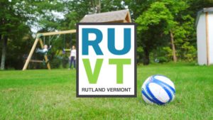 RUVT Real Rutland Badge with Soccer Ball - Rutland, A Great Place To Raise a Family