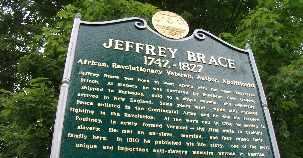 Jeffrey Brace Sign - Vermont African American Heritage Trail