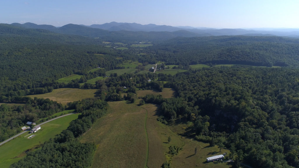 Hubbarton frame Aerial Drone Shot of Hubbardton Vermont Farms