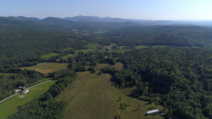 Aerial Drone Shot of Hubbardton Vermont Farms