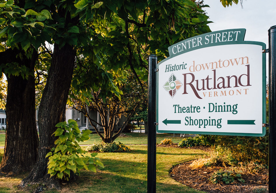 Center Street - Historic downtown Rutland Vermont Sign